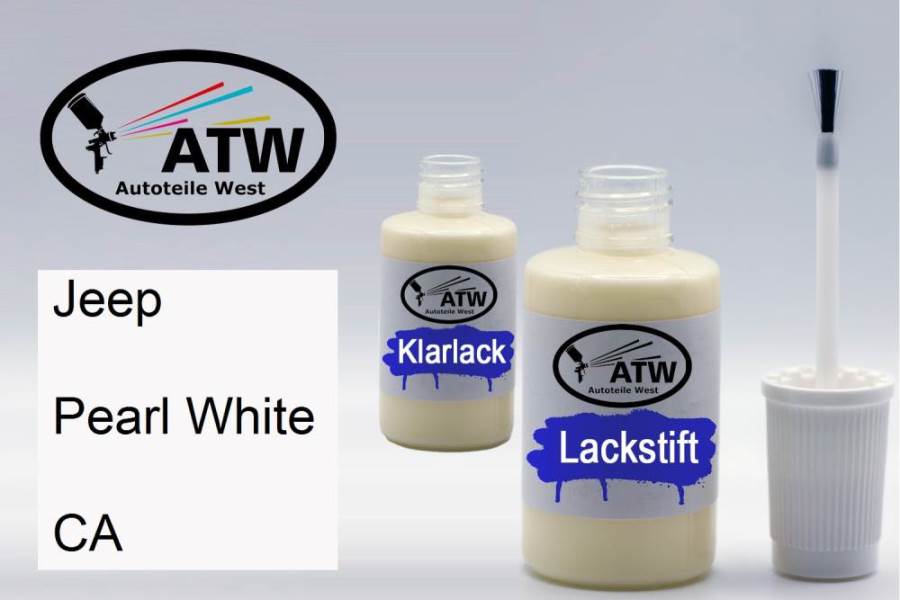 Jeep, Pearl White, CA: 20ml Lackstift + 20ml Klarlack - Set, von ATW Autoteile West.